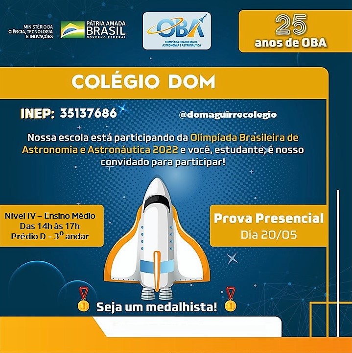 PROVA DA OBA Olimpíada Brasileira de Astronomia Colégio Dom Aguirre